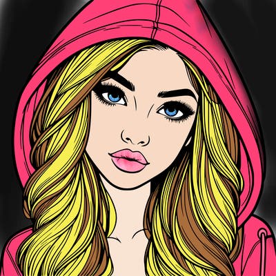 realistic beautiful girl with a hood on