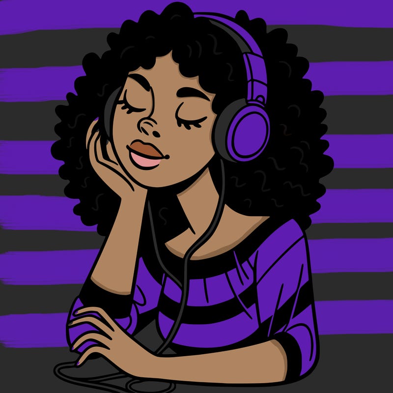 black woman listening to music