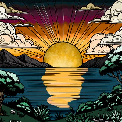 realistic sunset