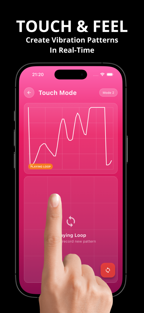 User creating a custom vibration pattern in real-time using the Touch Mode feature on a smartphone