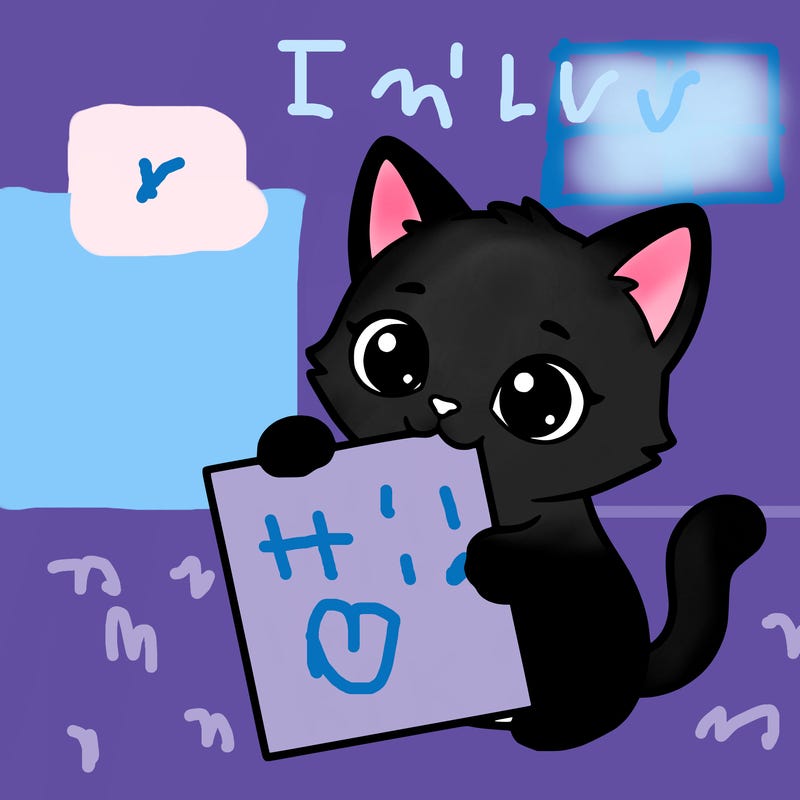 a small cat with a blank sheet of paper in its hand. the cat is sooooooo cute!