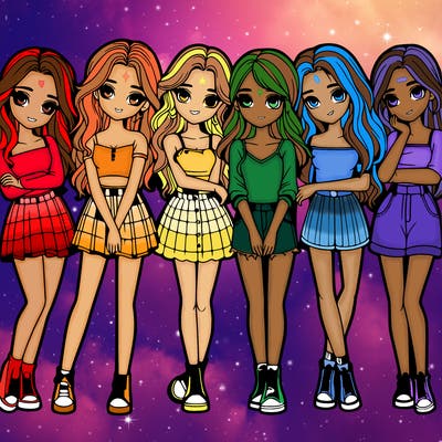 a group of girls realistic