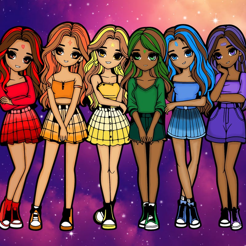 a group of girls realistic