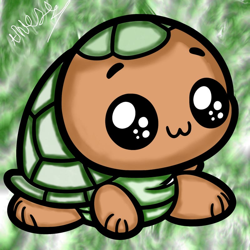 cute little animated turtle