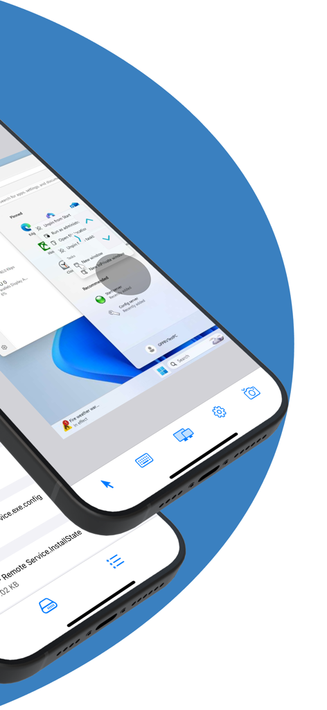 GPP Remote Viewer - A smartphone showing the remote desktop control of a Windows PC.