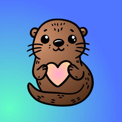 otter with a heart