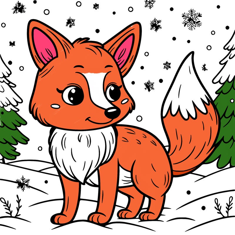 a fox in the snow