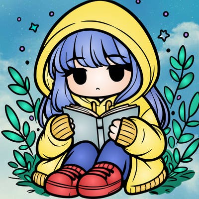 girl in oversized hoodie reading a book