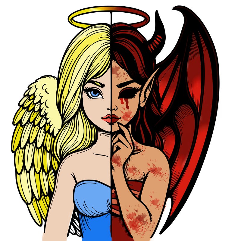 realistic angel half demon