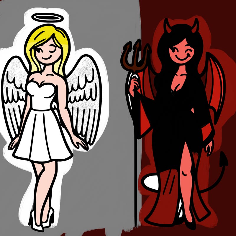 woman angel and devil