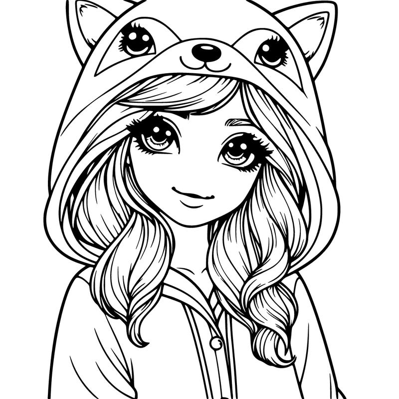 realistic girl in fox hood pjs
