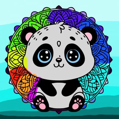 cute baby panda animal mandala