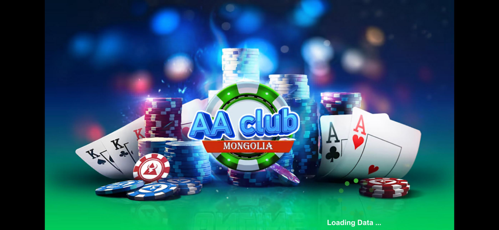 KK Club - KK Club app loading screen with playing cards and stacks of casino chips