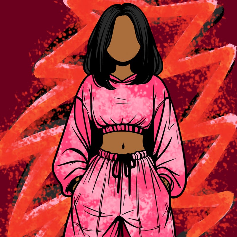realistic girl faceless with baggy pants and a crop top