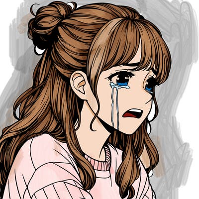 realistic sad teenage girl crying
