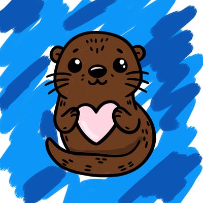 otter with a heart