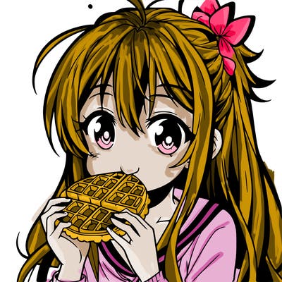 anime eating waffle