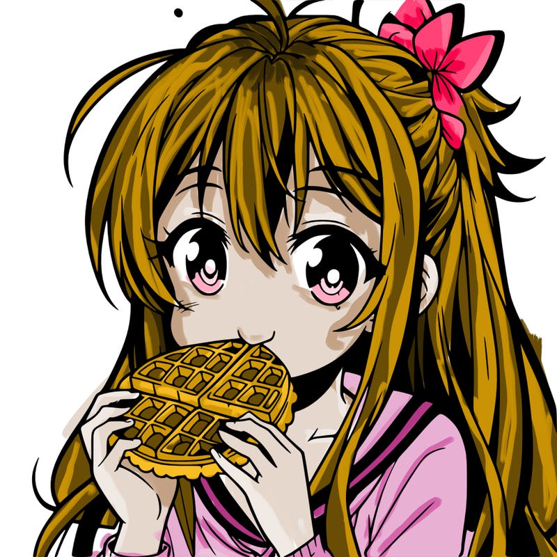 anime eating waffle