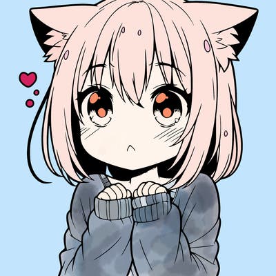 shy anime catgirl