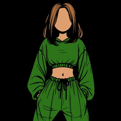 realistic girl faceless with baggy pants and a crop top