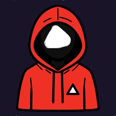 a person with non face waering a hoodie with a small triangle symbol