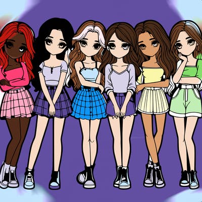 a group of girls realistic