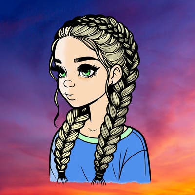 realistic girl with braids