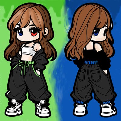 girl in crop top and baggy pants