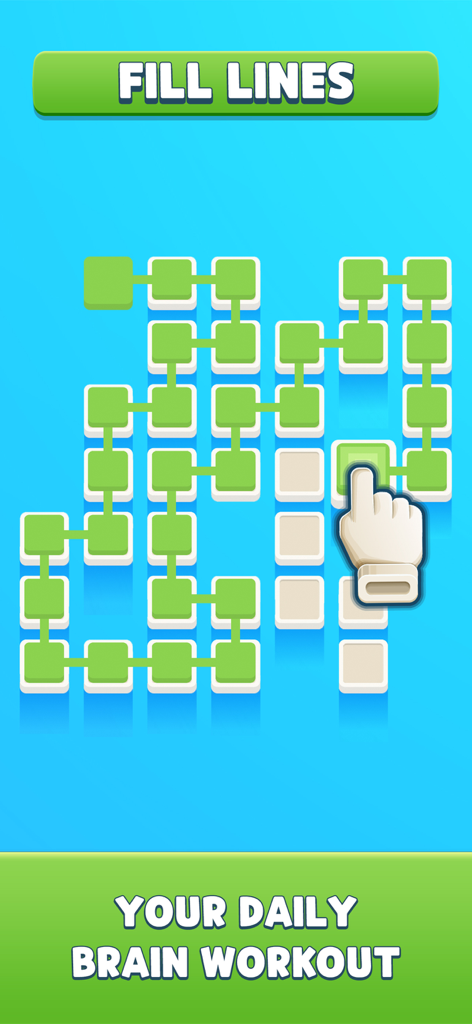 1001 Brain Zen Puzzles - A screen from 1001 Brain Zen Puzzles showing the Fill Lines game mode with a daily brain workout tagline