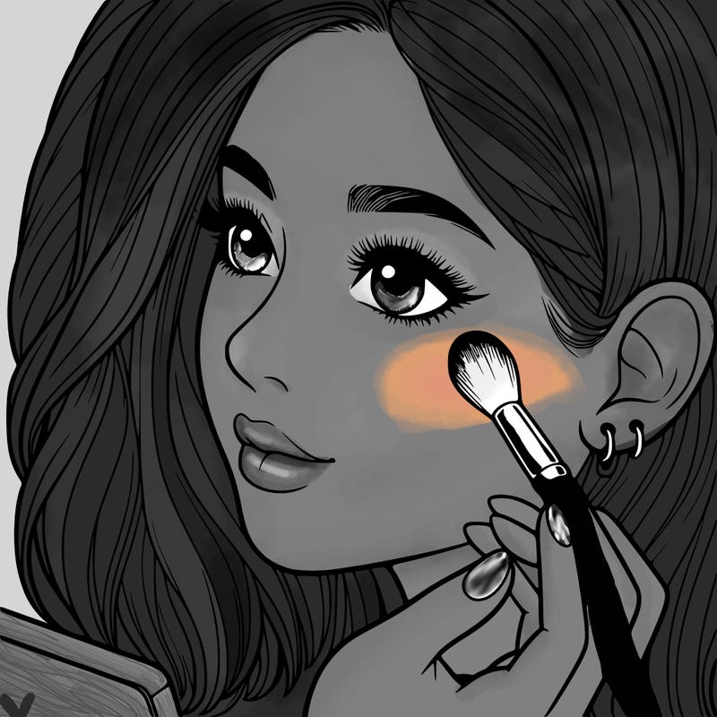 a realistic girl doing her makeup