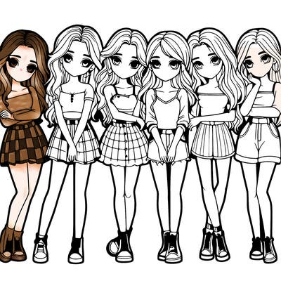 a group of girls realistic