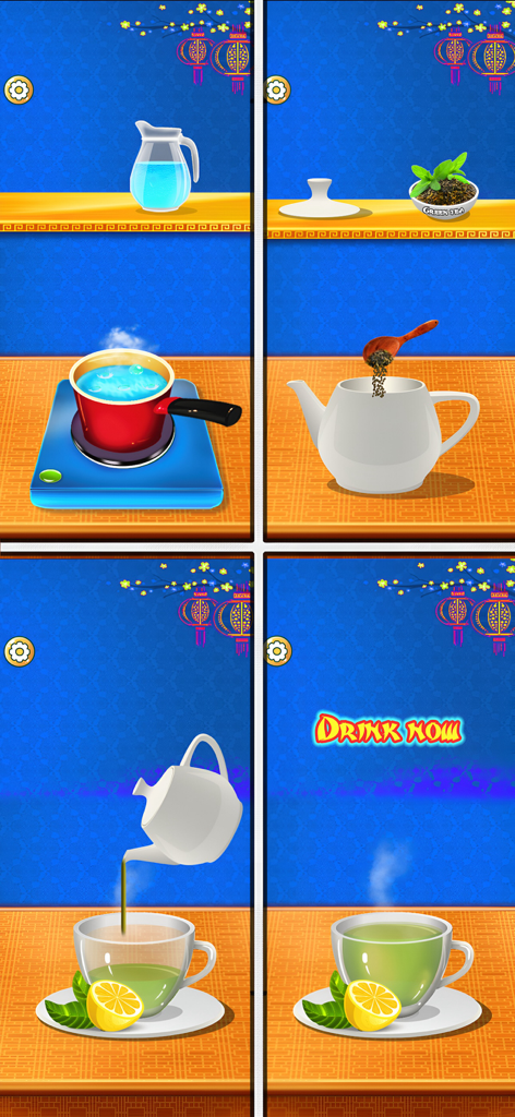Chinese Food - Cooking Game - Step by step process of brewing Chinese tea in the cooking game for kids