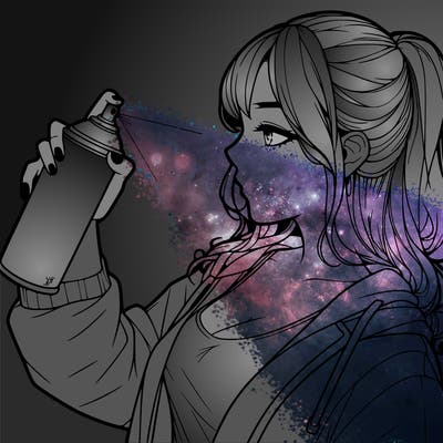 a realistic girl spray, painting