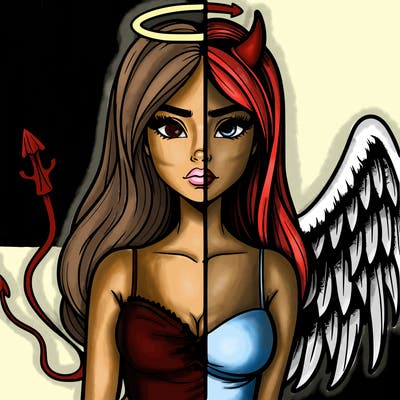 devil vs angel realistic girl