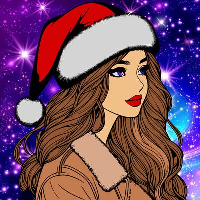 realistic girl in santa hat