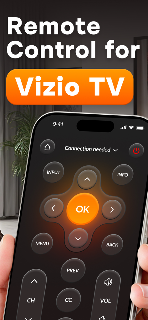 Un écran de smartphone montrant l'interface de télécommande numérique pour une Smart TV Vizio.