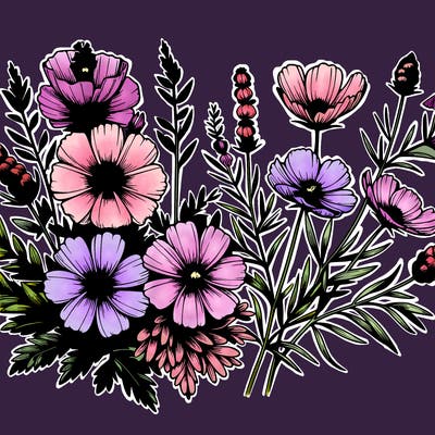 beautiful wildflowers realistic