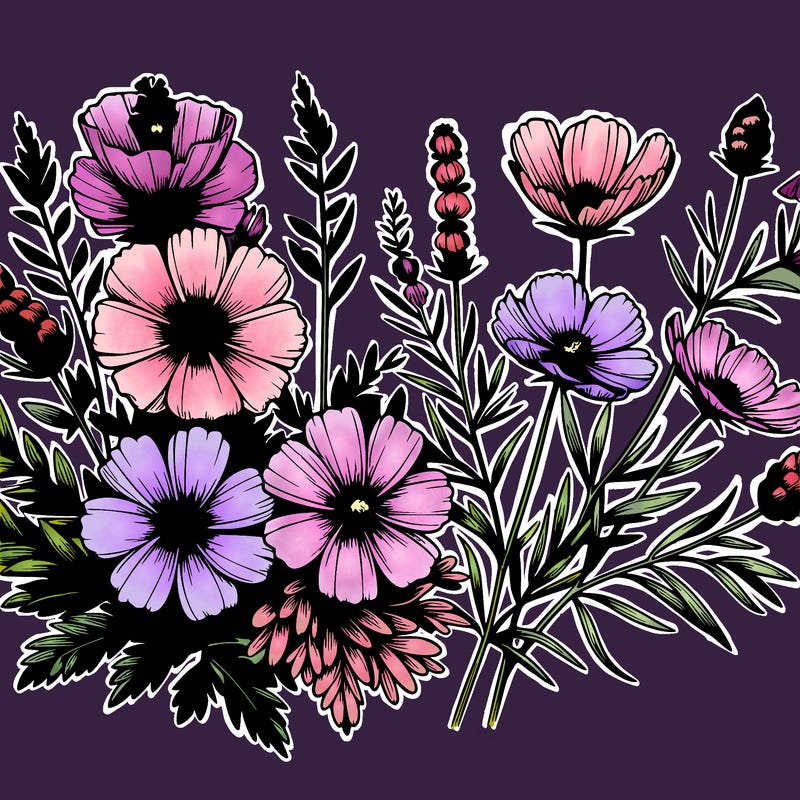 beautiful wildflowers realistic