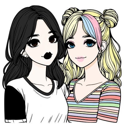 two girls realistic