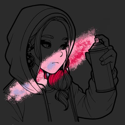 a realistic girl, spray painting