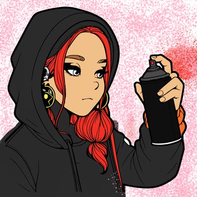 a realistic girl, spray painting