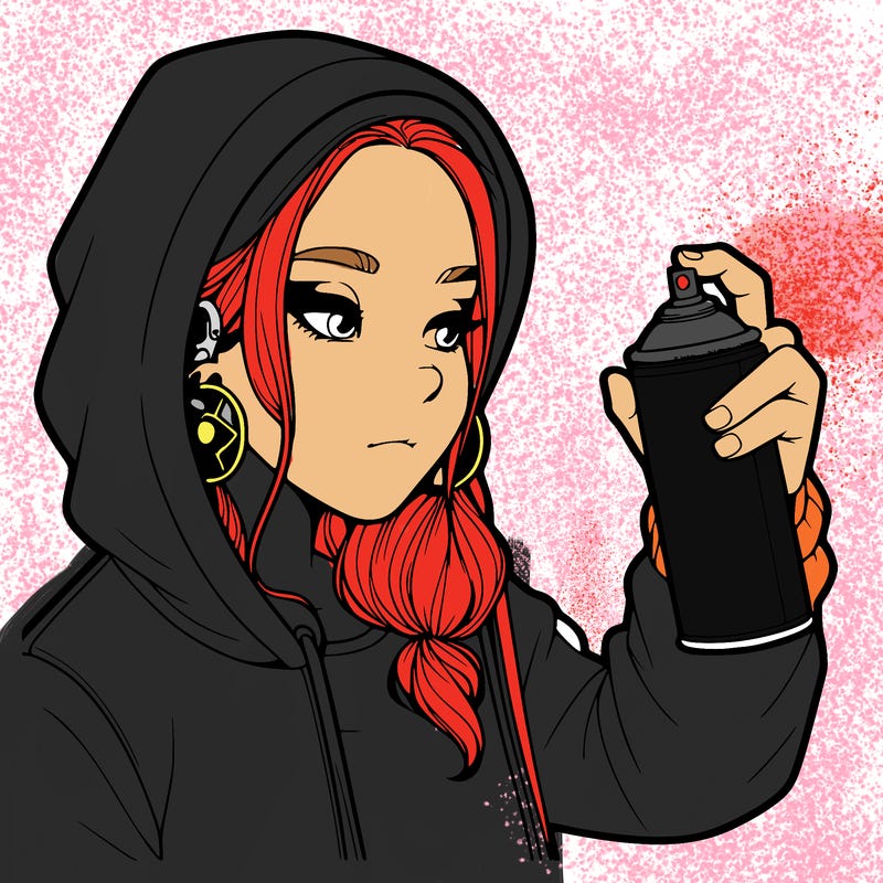 a realistic girl, spray painting