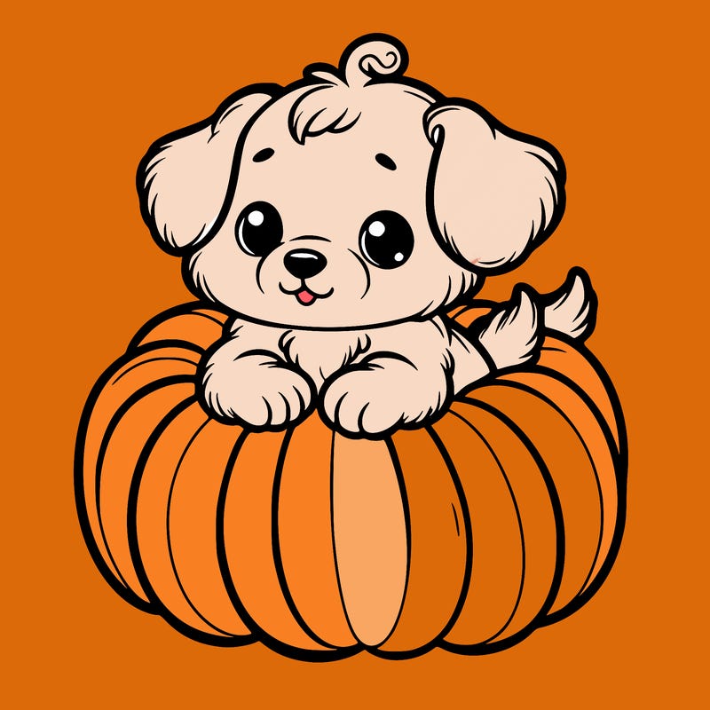 cute little puppy in a pumpkin