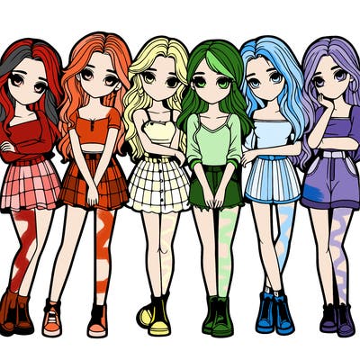 a group of girls realistic