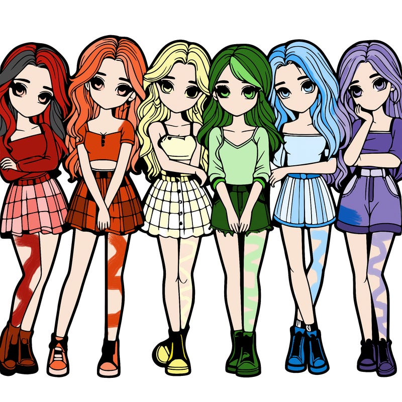 a group of girls realistic