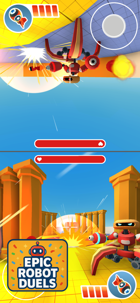 Finger Fights: 2 player games - Juego de batalla de robots a pantalla dividida para dos jugadores en un dispositivo