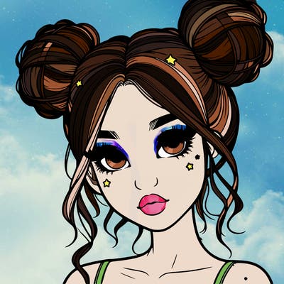realistic girl with space buns
