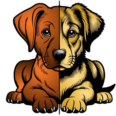 realistic dog split picture