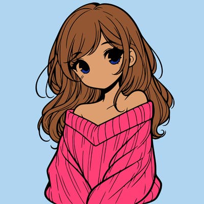 shy pretty girl wearing a sweater that is falling off one shoulder portrait