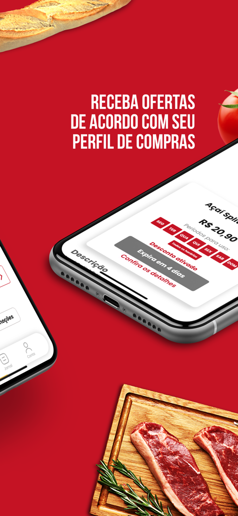 클럽 데스코 앱에서 맞춤형 식료품 오퍼 및 활성화된 할인이 표시된 스마트폰 화면